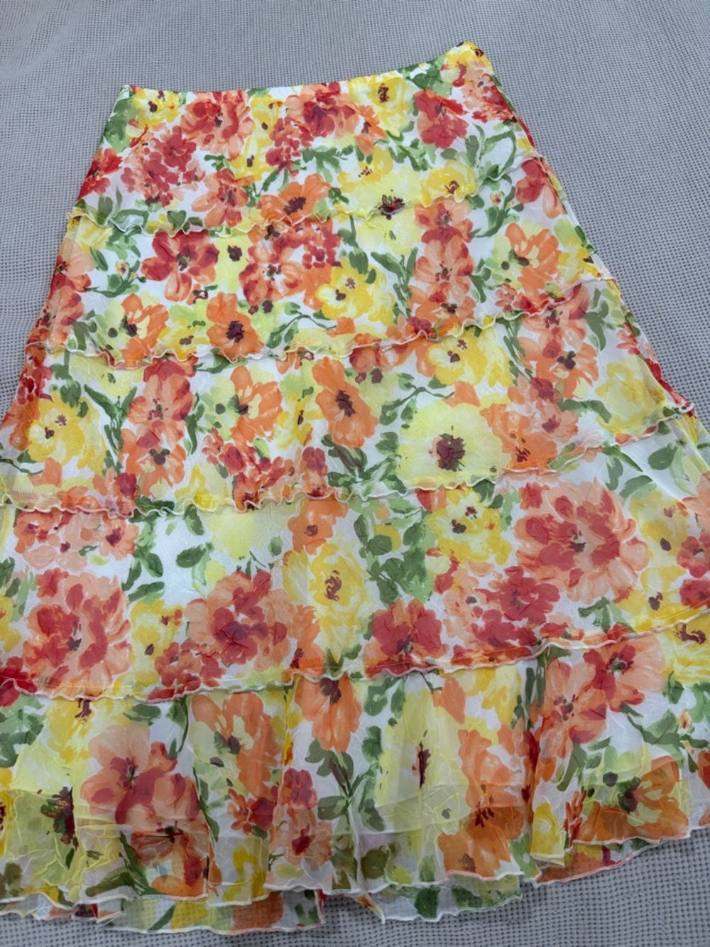 Women’s Floral Tiered Maxi Skirt - Yellow & Orange